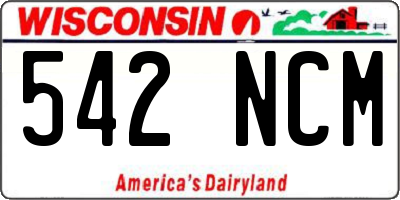 WI license plate 542NCM