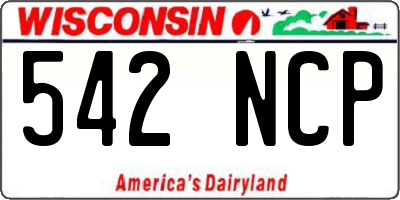 WI license plate 542NCP