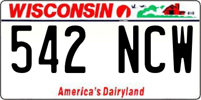 WI license plate 542NCW