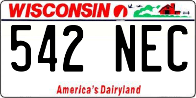 WI license plate 542NEC