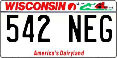 WI license plate 542NEG