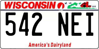 WI license plate 542NEI