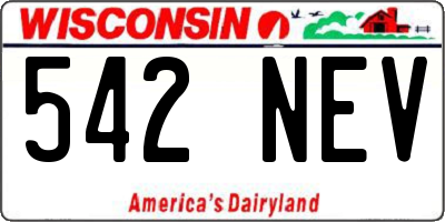 WI license plate 542NEV