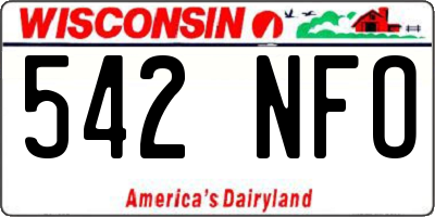 WI license plate 542NFO