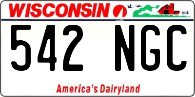 WI license plate 542NGC