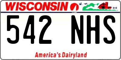 WI license plate 542NHS