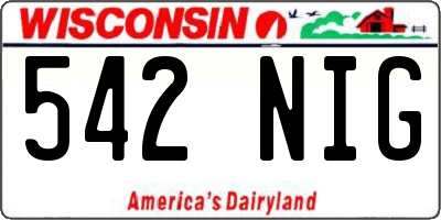 WI license plate 542NIG