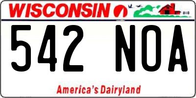 WI license plate 542NOA