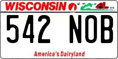WI license plate 542NOB