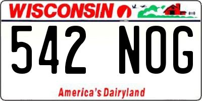 WI license plate 542NOG