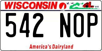 WI license plate 542NOP