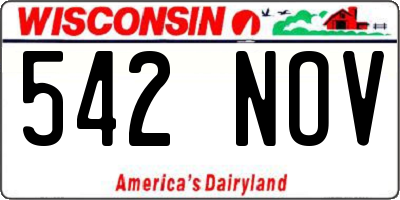 WI license plate 542NOV