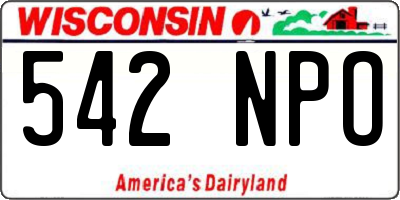 WI license plate 542NPO