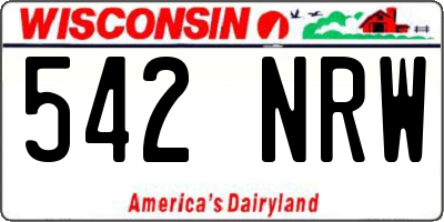 WI license plate 542NRW