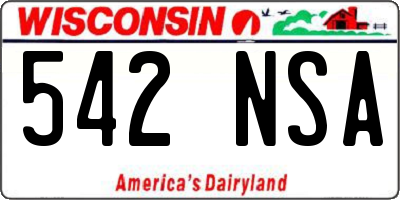WI license plate 542NSA