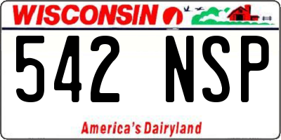 WI license plate 542NSP