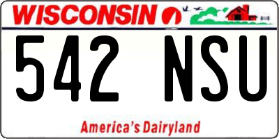 WI license plate 542NSU