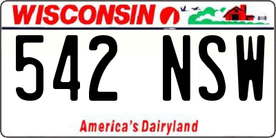WI license plate 542NSW