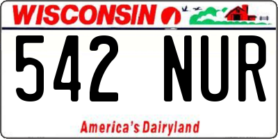 WI license plate 542NUR
