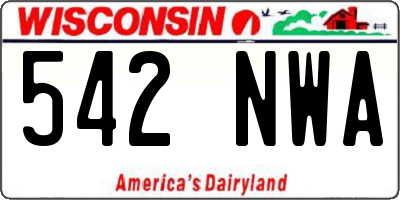 WI license plate 542NWA