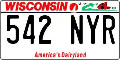WI license plate 542NYR