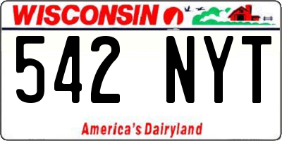 WI license plate 542NYT