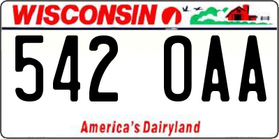 WI license plate 542OAA