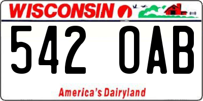 WI license plate 542OAB