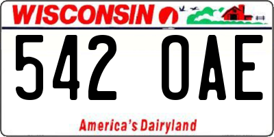 WI license plate 542OAE
