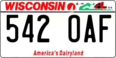 WI license plate 542OAF