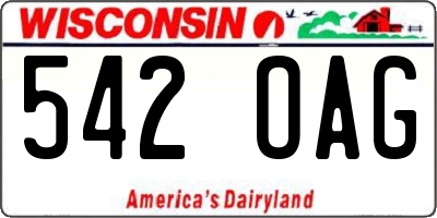 WI license plate 542OAG