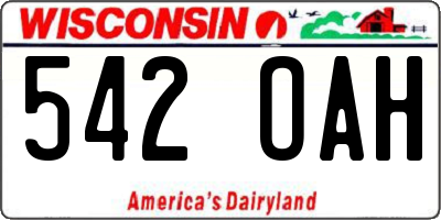 WI license plate 542OAH