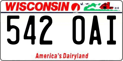 WI license plate 542OAI