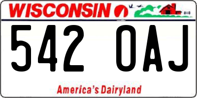 WI license plate 542OAJ