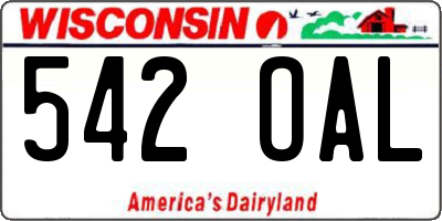 WI license plate 542OAL