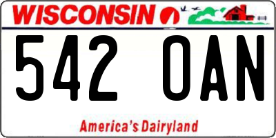 WI license plate 542OAN