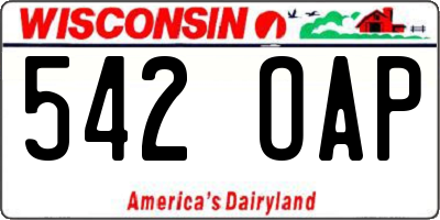WI license plate 542OAP