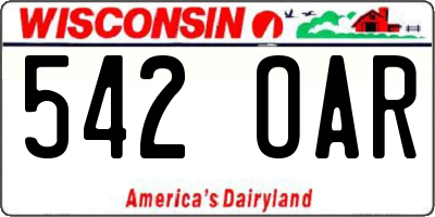 WI license plate 542OAR
