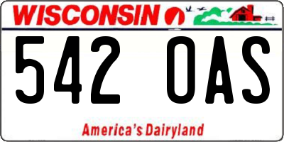 WI license plate 542OAS
