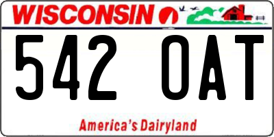 WI license plate 542OAT