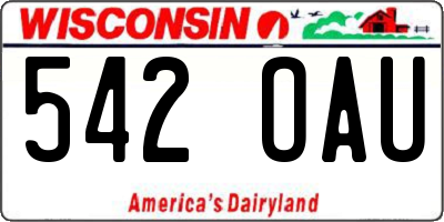 WI license plate 542OAU