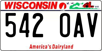 WI license plate 542OAV