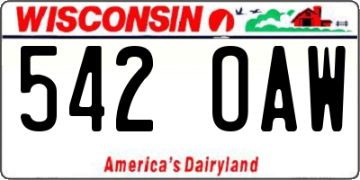 WI license plate 542OAW