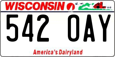WI license plate 542OAY