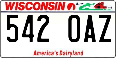 WI license plate 542OAZ