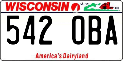 WI license plate 542OBA