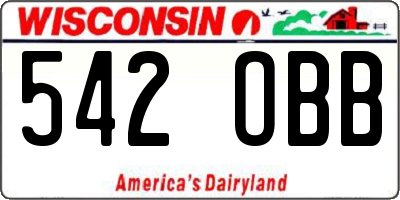WI license plate 542OBB