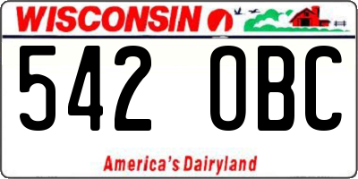 WI license plate 542OBC