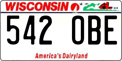 WI license plate 542OBE