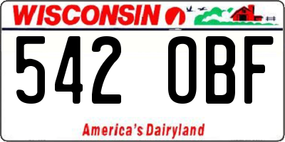 WI license plate 542OBF